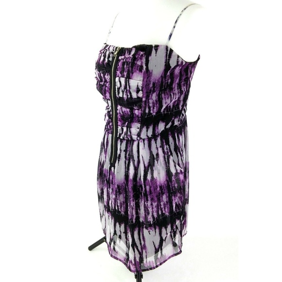 Charlotte Russe Purple Black Zipper Front Dress LG - Picture 3 of 8